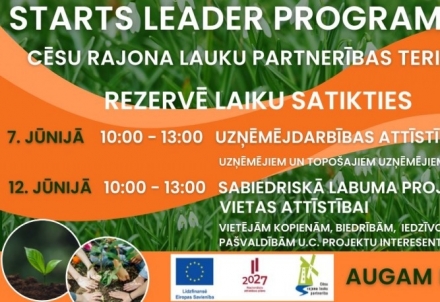 Projektu pretendenti aicināti uz semināru "STARTS LEADER programmai Cēsu rajona lauku partnerība CRLP teritorijā"
